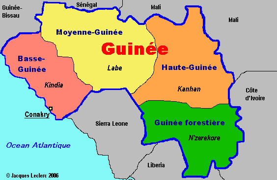 carte des rgions de la Guine Conakry