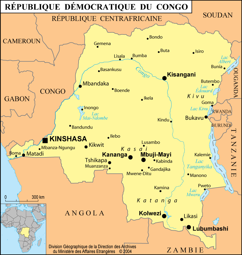 une carte de la RDC