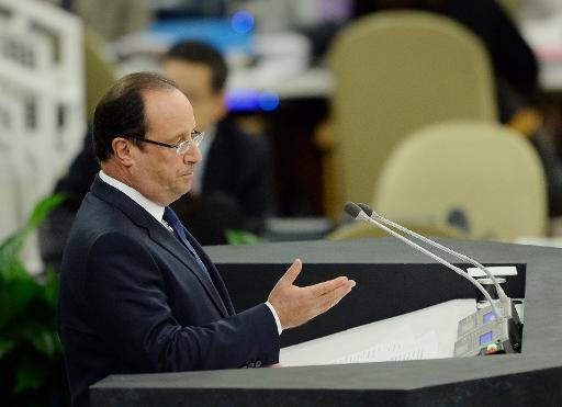 Le prsident franais 
Franois Hollande s'exprime  la tribune de l'ONU lors de la 68e assemble 
gnrale de l'organisation, le 24 septembre 2013  New 
York