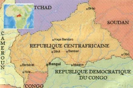 Carte de la rca et la ville de Kaga-Bandoro