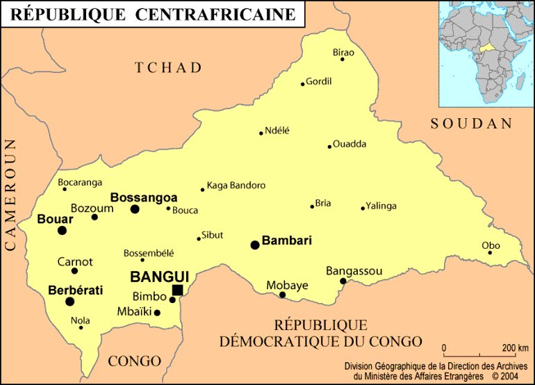 Carte Centrafrique  
Ministre des affaires trangres