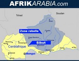 Carte RCA et Sibut occupe par Seleka