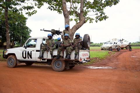 Une patrouille de la MINUSCA  Bangui, en Rpublique centrafricaine
