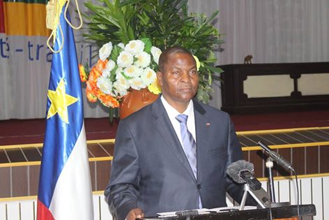 Chef de l'tat, SEM PR. FAUSTIN ARCHANGE TOUADERA  l'occasion du 56me anniversaire de l'indpendance de la Rpublique Centrafricaine (2016)