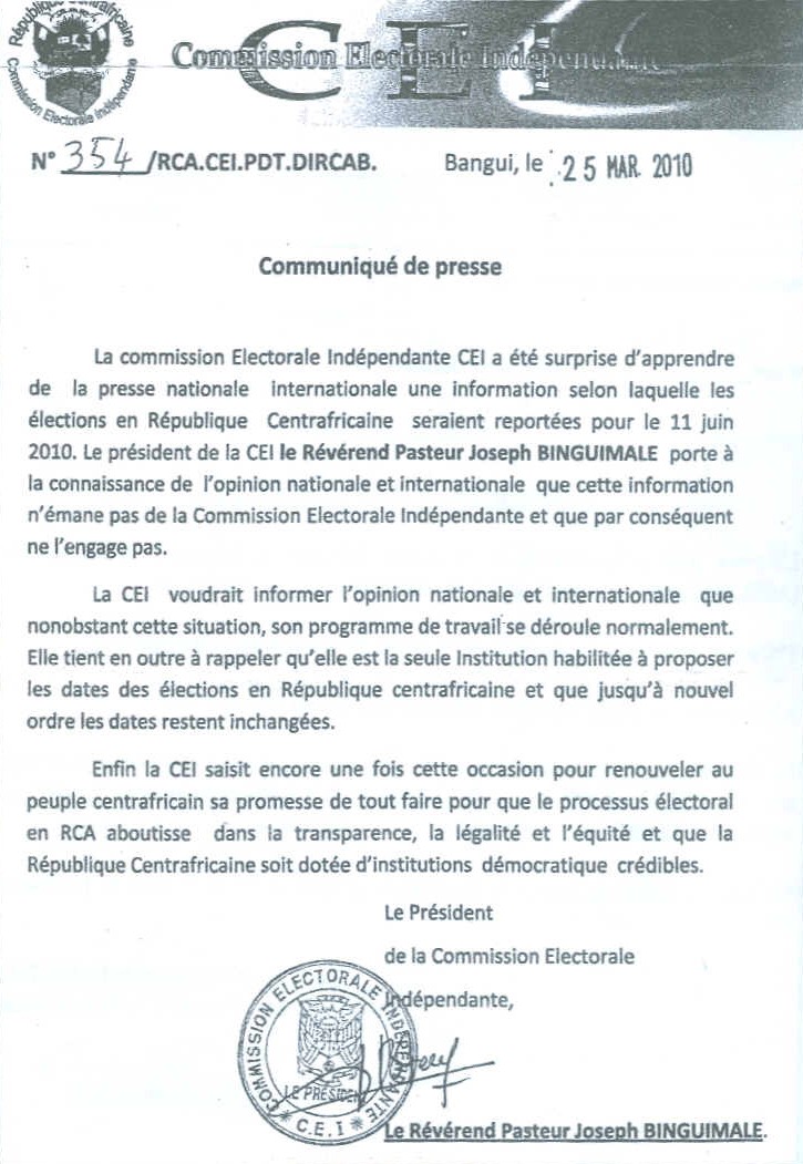 Communiqu de presse CEI N354