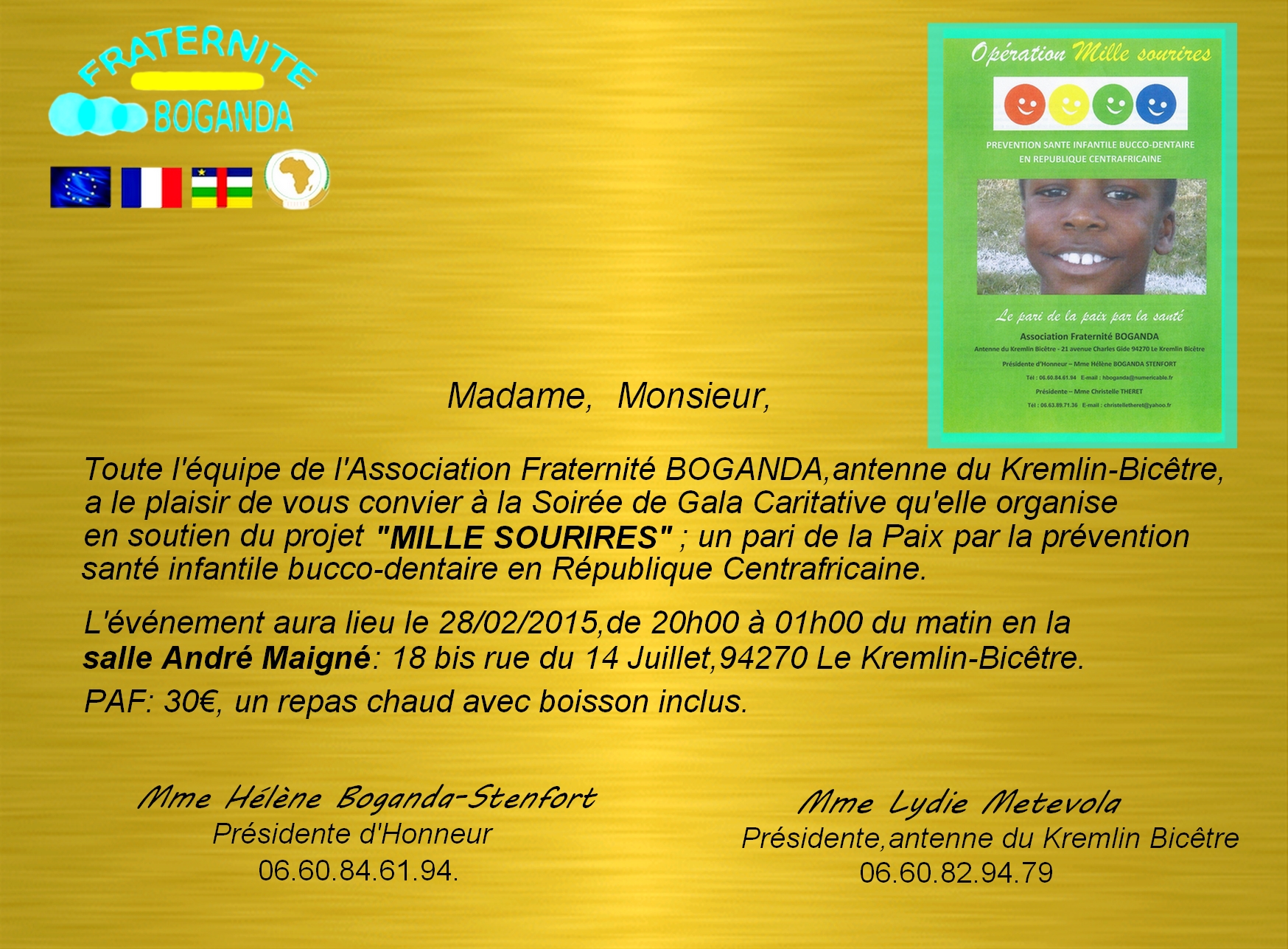 Association Fraternit Boganda, antenne Kremlin-Bictre - Gala du 28 fvrier 2015