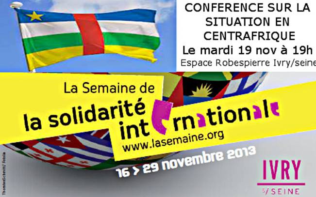 flyer CONFERENCE SUR LA SITUATION EN CENTRAFRIQUE. Mardi 19 nov. 2013  19H