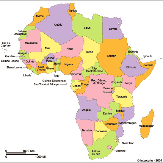 Carte politique de l'Afrique