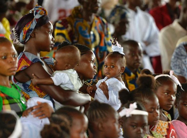Clbrations de 
Pques  la cathdrale Saint-Joseph  Bambari, en Centrafrique le 20 avril 2014