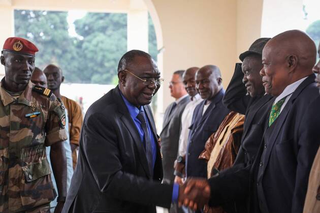 Lex-prsident 
Michel Djotodia  Bangui ce 10 janvier, accueilli par ses soutiens