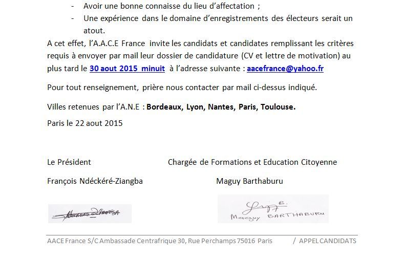 AVIS D'APPEL A CANDIDATURE EN VUE DE RECRUTEMENT DES AGENTS DE RECENSEMENT